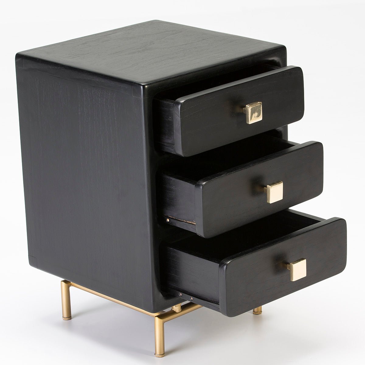 Madera Metal Negro Dorado Bedside Table - Ideal Furniture ES