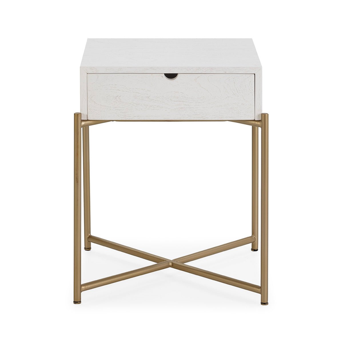 Madera Cedro White/Metal Bedside Table - Ideal Furniture ES