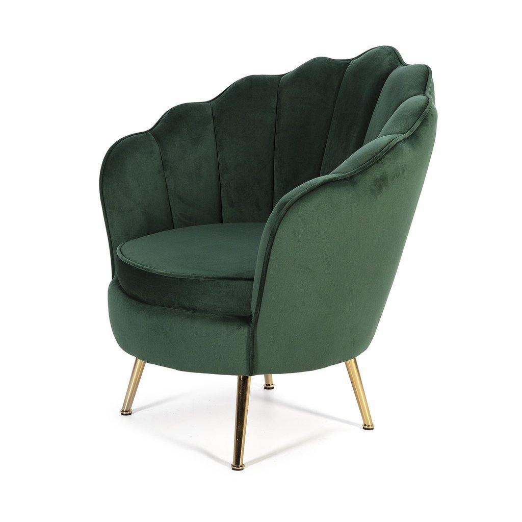green luxury armchair with golden legs available in marbella, malaga.