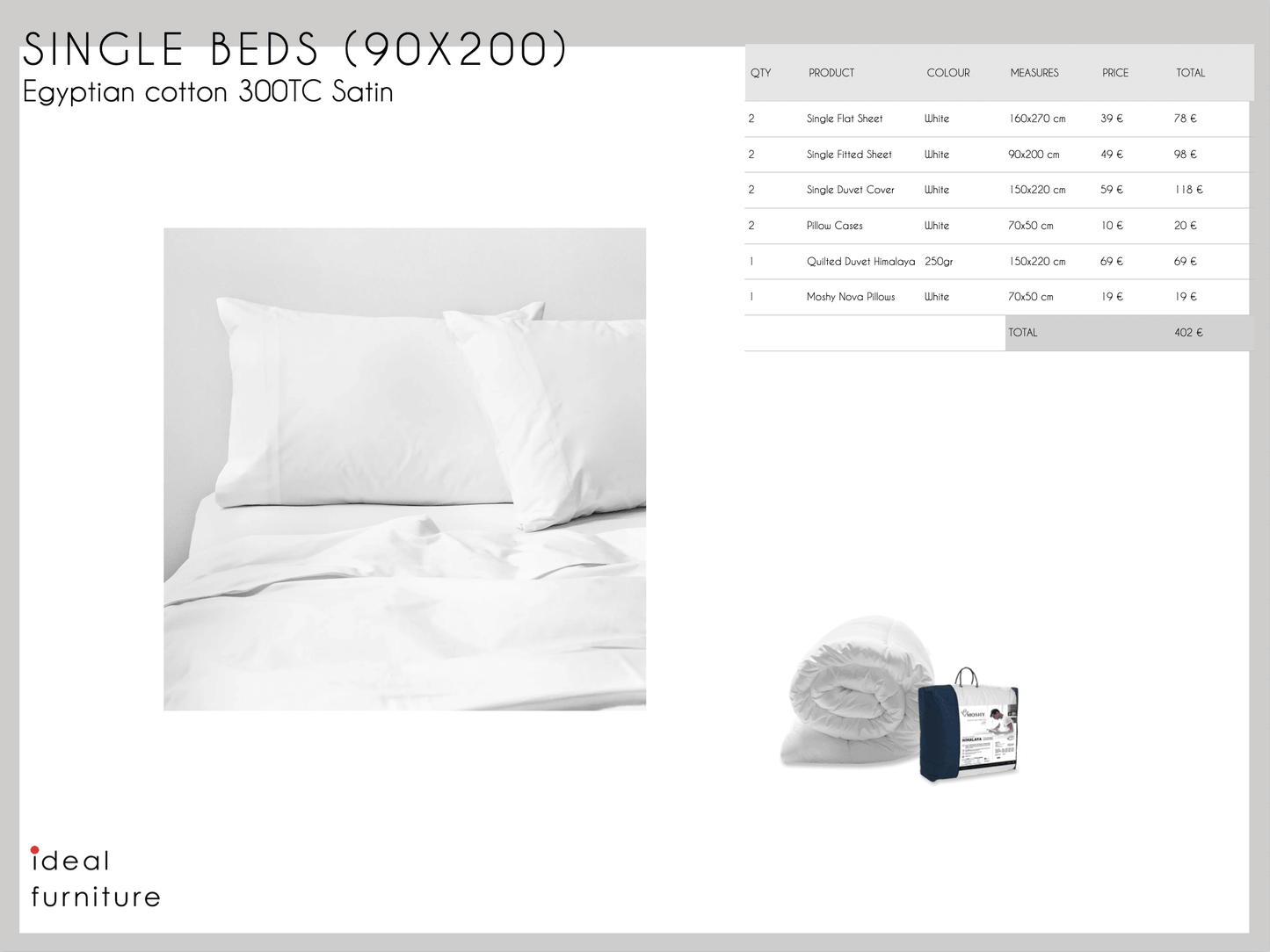 Luxury Single Bed Textiles Package - Ideal Furniture ES