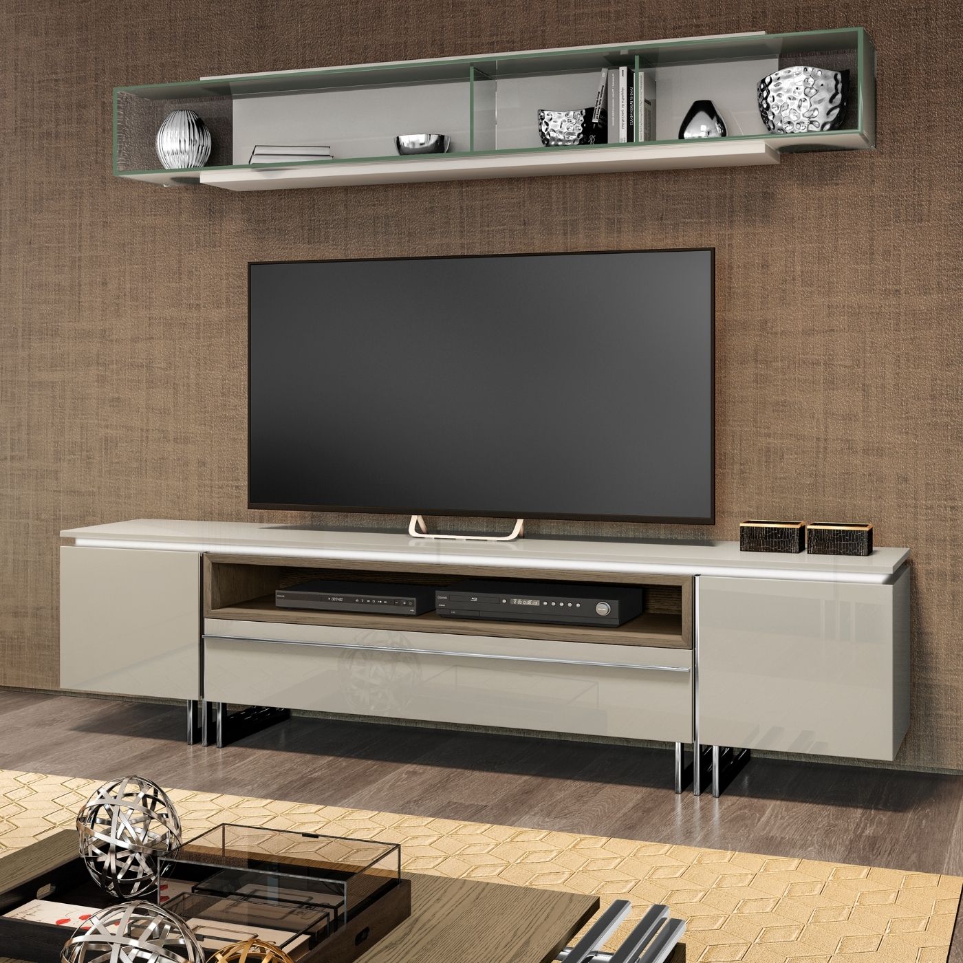 Evany Stainless Steel TV Unit - Ideal Furniture ES