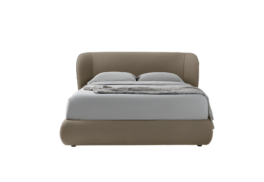 elegant italian modern bed with stylish headboard with round edges, bed base included, available in marbella, fuengirola, gibraltar, malaga, estepona, etc