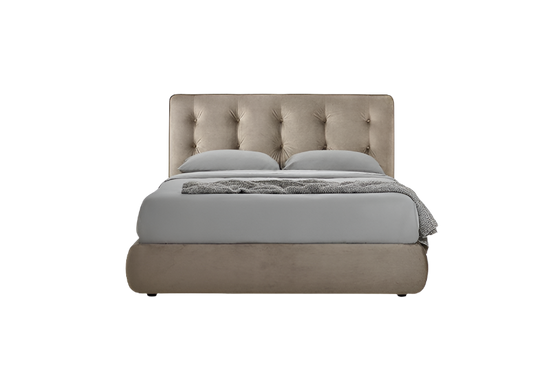 elegant italian brown modern bed with stylish headboard, bed base included, available in marbella, fuengirola, gibraltar, malaga, estepona, etc