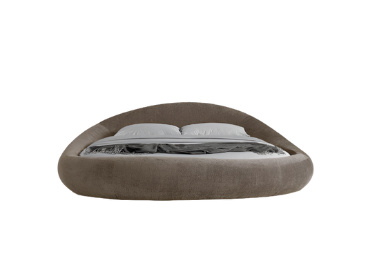 italian modern bed with shaped like a pebble, bed base included, available in marbella, fuengirola, gibraltar, malaga, estepona, etc