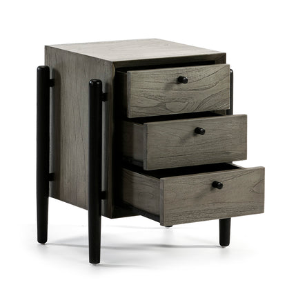 Madera Gris Negro Bedside Table