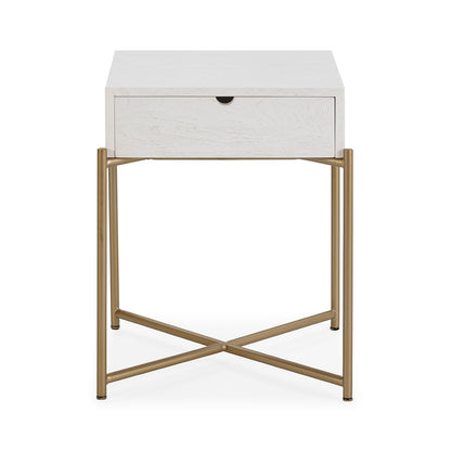 Madera Cedro White/Metal Bedside Table