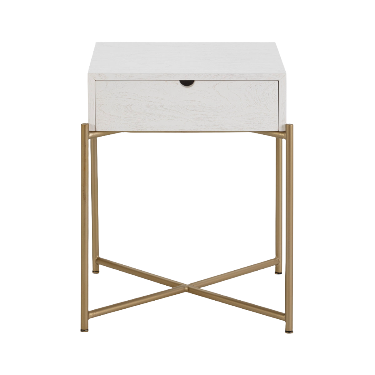 Madera Cedro White/Metal Bedside Table