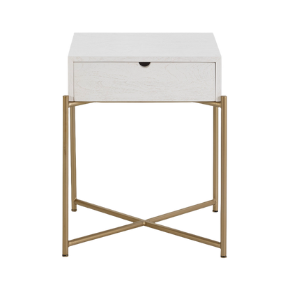 Madera Cedro White/Metal Bedside Table