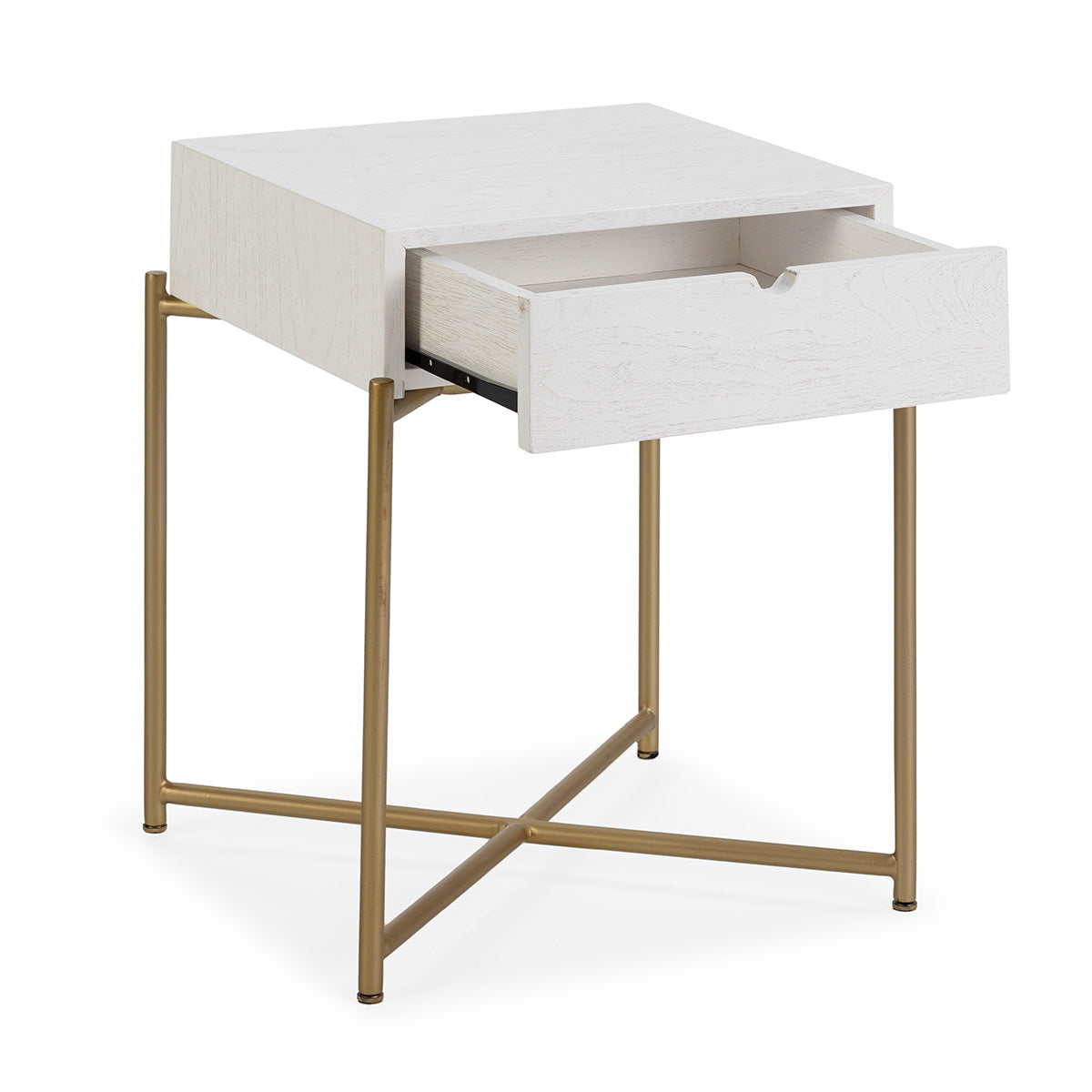 Madera Cedro White/Metal Bedside Table