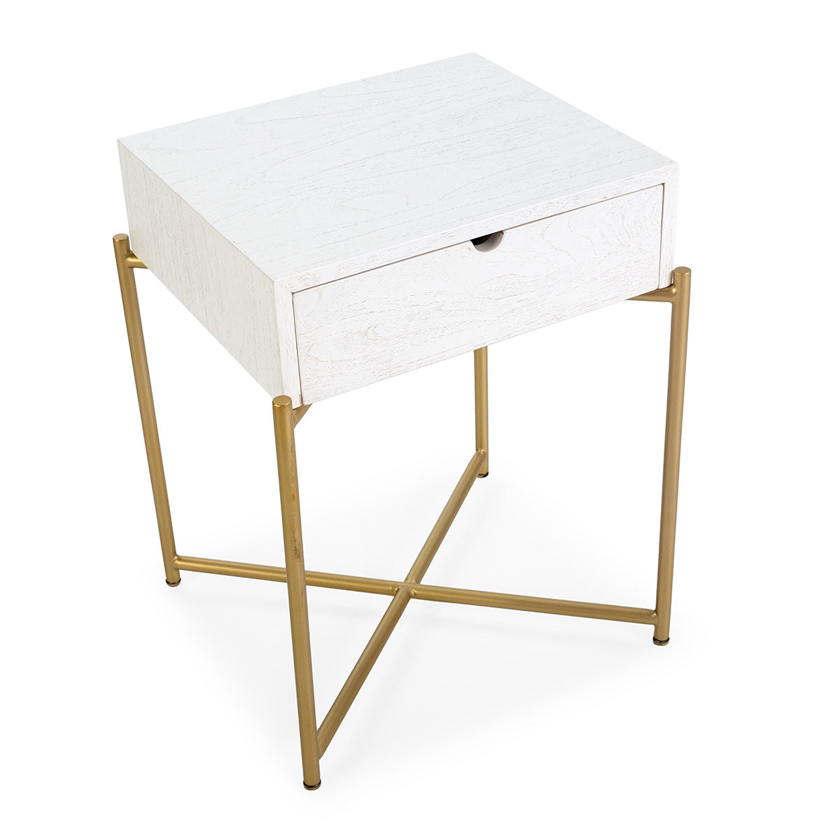 Madera Cedro White/Metal Bedside Table