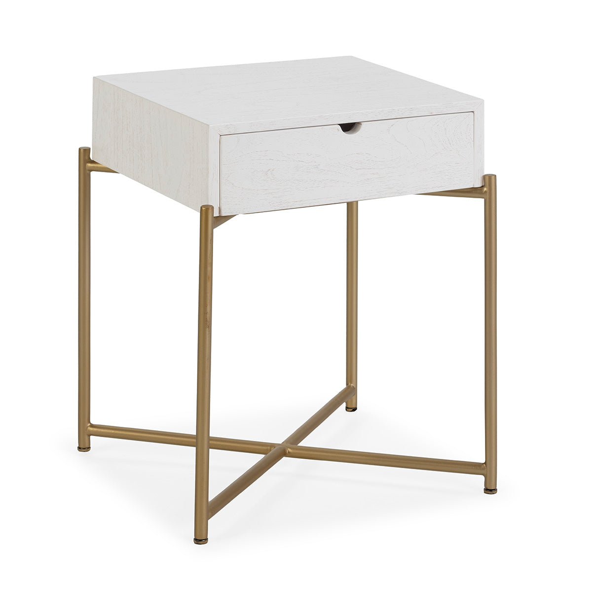 Madera Cedro White/Metal Bedside Table