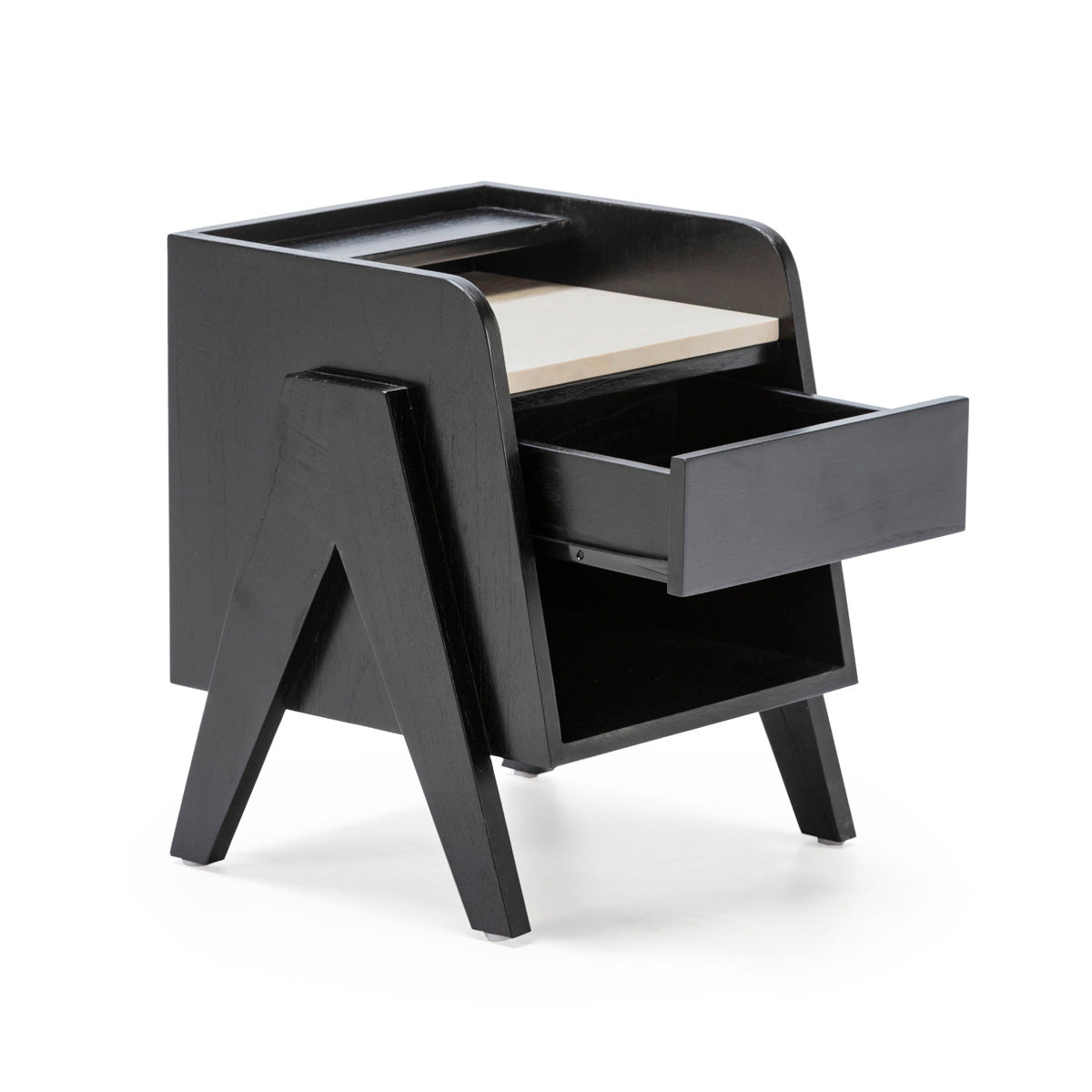 Madera Cedro and Marmol Black Bedside Table