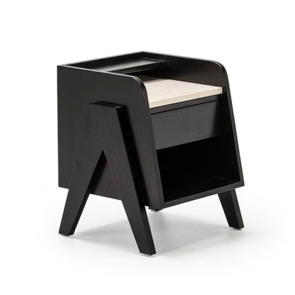 Madera Cedro and Marmol Black Bedside Table