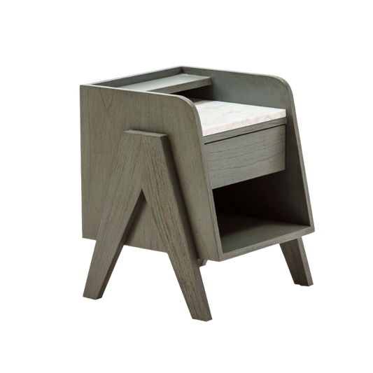 Table de chevet Madera Cedro Blanc/Gris