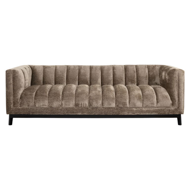 luxury furniture sofa with black legs, brown fabric, stylish seat and backrest, available in gibraltar, malaga, el paraiso.