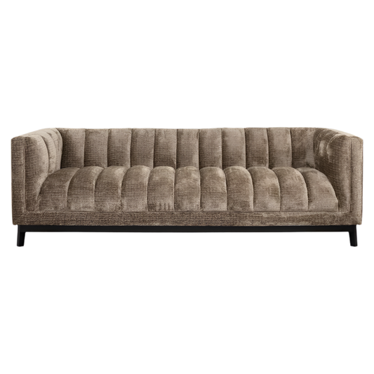 luxury furniture sofa with black legs, brown fabric, stylish seat and backrest, available in gibraltar, malaga, el paraiso.