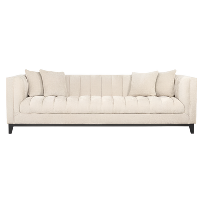 modern minimalist scandinavian sofa furniture with black legs and cream beige fabric and stylish seat available in marbella, malaga, estepona, fuengirola.