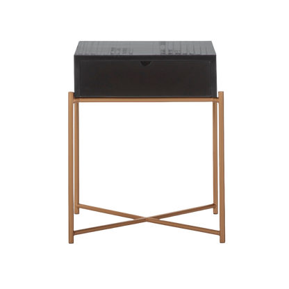 Madera negro metal legs Bedside Table