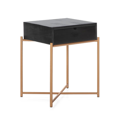 Madera negro metal legs Bedside Table