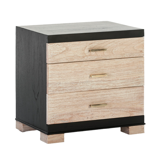 Madera White lavado 3 cajones Bedside Table