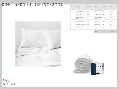 100% Percal Cotton 200 threads Bedding Set (150x190/200cm Beds) - Ideal Furniture ES