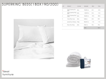 100% Percal Cotton 200 threads Bedding Set (180x200cm Beds) - Ideal Furniture ES