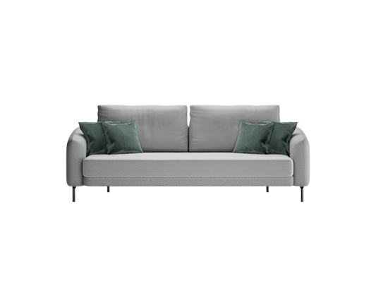 modern minimalist contemporary 3 seater grey sofa with thin black legs available in duquesa, gibraltar, malaga furniture.