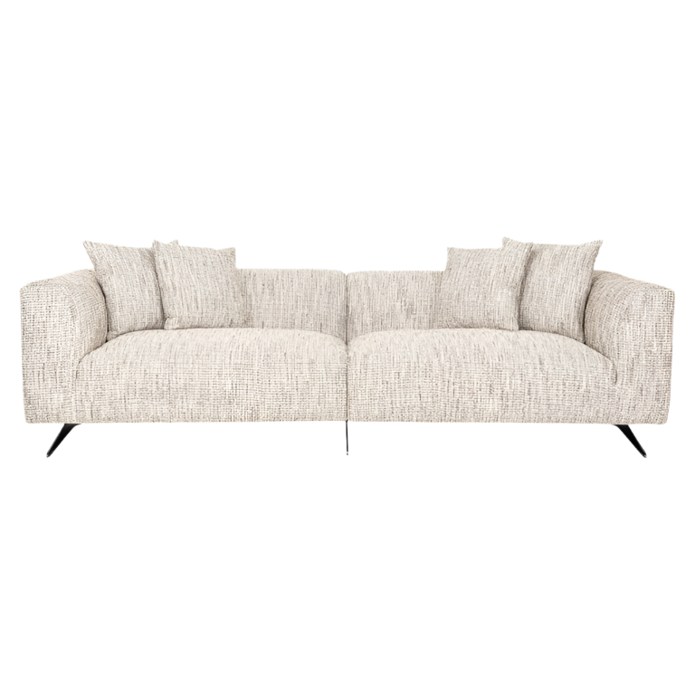 modern minimalist furniture sofa with thin black legs, cream fabric, 3 seater, available in marbella, gibraltar, fuengirola.