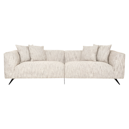 modern minimalist furniture sofa with thin black legs, cream fabric, 3 seater, available in marbella, gibraltar, fuengirola.