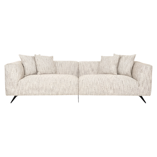 modern minimalist furniture sofa with thin black legs, cream fabric, 3 seater, available in marbella, gibraltar, fuengirola.