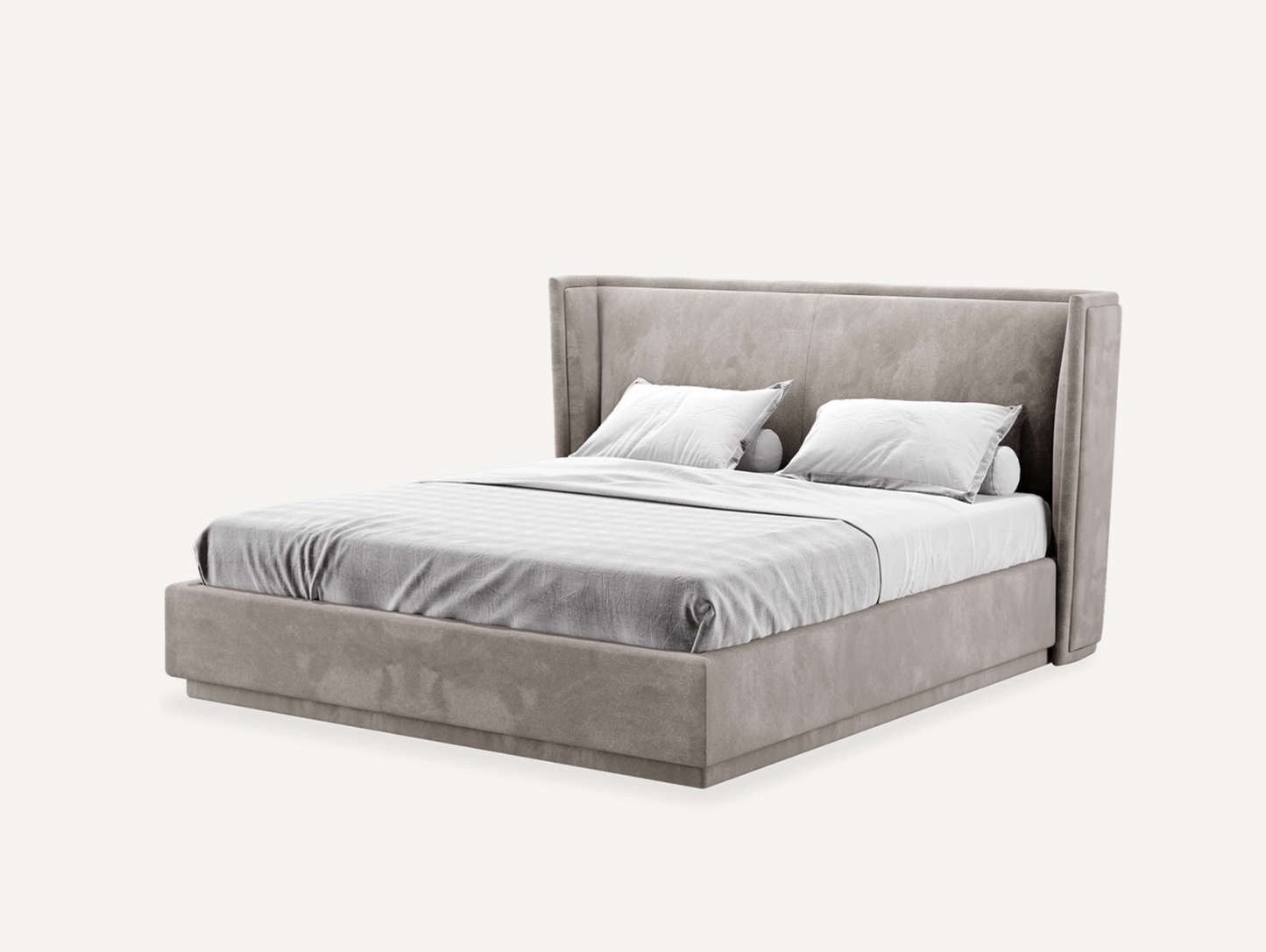 elegant italian brown modern bed with stylish headboard, bed base included, available in marbella, fuengirola, gibraltar, malaga, estepona, etc